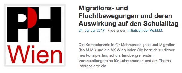 Veranstaltungsreihe „Migrations- und Fluchtbewegungen und deren Auswirkung auf den Schulalltag“