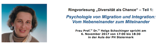 Ringvorlesung „Diversität als Chance“ (Teil 1) – Psychologie von Migration und Integration