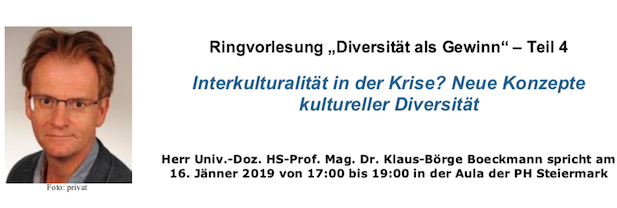 Ringvorlesung „Diversität als Gewinn“ zum Thema „Kulturelle Diversität“
