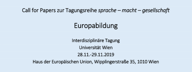 Call for Papers zur Tagung „Europabildung“ (Deadline 15.6.2019)