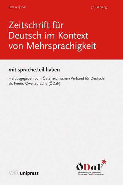 Zeitschrift für Deutsch im Kontext von Mehrsprachigkeit, Jg. 38, Heft 1+2